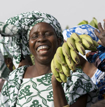 A lady with bananas