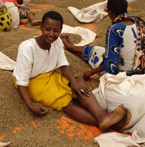Women sort grain