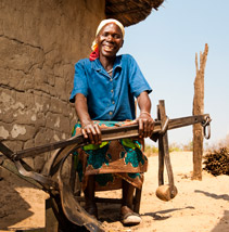 A woman with a plough
